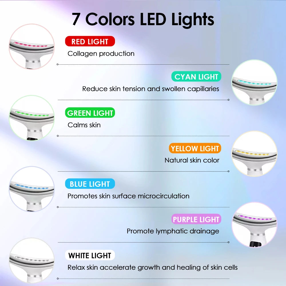 7-Color LED Neck & Face Massager – Skin Tightening & Anti-Wrinkle Device