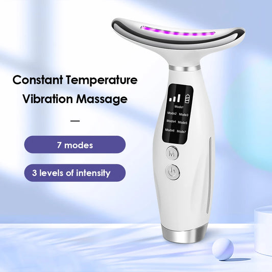 7-Color LED Neck & Face Massager – Skin Tightening & Anti-Wrinkle Device