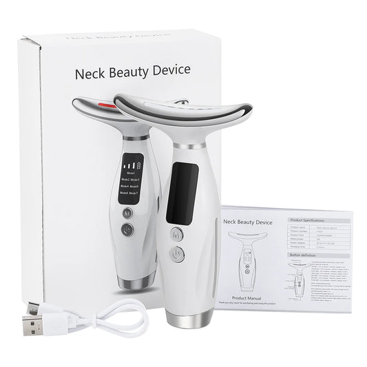 7-Color LED Neck & Face Massager – Skin Tightening & Anti-Wrinkle Device